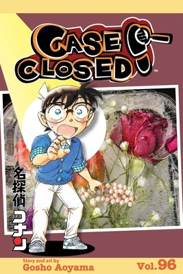 Paperback of Case Closed, Vol. 96 manga by Viz Media featuring colorful cover art and characters from the series.
