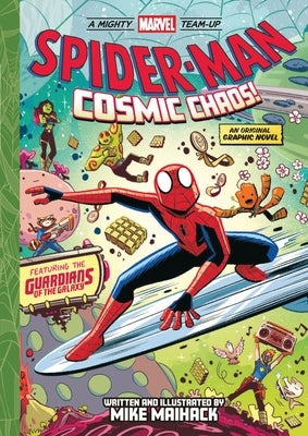 Paperback graphic novel "Spider-Man: Cosmic Chaos!" from Abrams Fanfare, featuring Marvel superhero Spider-Man in cosmic adventure scenes.