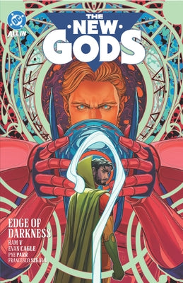 Paperback of The New Gods Vol. 2: Edge of Darkness by DC Comics featuring cover art with cosmic and mythic characters.