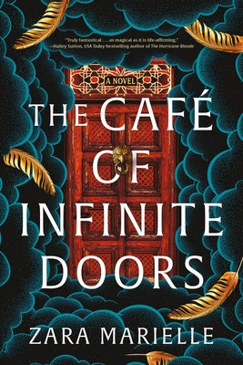 Paperback copy of The Café of Infinite Doors by Union Square & Co., showing the book cover with colorful artwork.