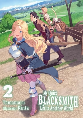 Paperback copy of My Quiet Blacksmith Life in Another World Volume 2 light novel by Jnc, featuring the book cover with illustrated artwork.