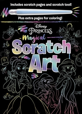 Disney Princess Magical Scratch Art paperback book by Igloo Books with scratch tool and coloring pages, featuring colorful princess illustrations.