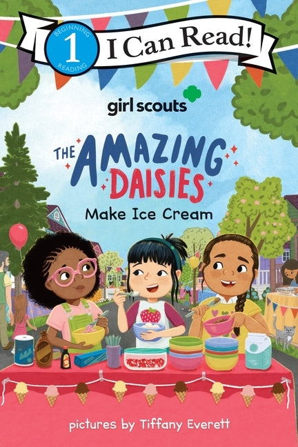 Paperback of Girl Scouts: The Amazing Daisies Make Ice Cream book by HarperCollins, showing colorful cover with Girl Scouts characters.