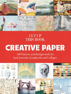 Open paperback of "Cut Up This Book" by Skittledog, showing colorful pages with creative patterns for journaling and collages.