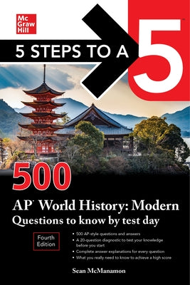 Paperback book titled "5 Steps to a 5: 500 AP World History Modern Questions" by McGraw-Hill Companies, showing the cover design.