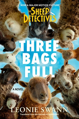 Paperback of Three Bags Full Sheep Detectives movie tie-in edition by Soho Crime, showing the book cover with sheep and detective theme.