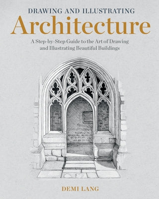 Paperback book titled "Drawing and Illustrating Architecture" by Rocky Nook, featuring architectural sketches and illustrations on the cover.