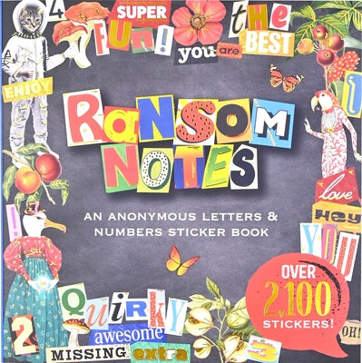 Paperback Ransom Notes Sticker Book by Peter Pauper Press with over 2100 colorful ransom note stickers on pages.