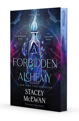 Paperback copy of "A Forbidden Alchemy" by S&s/Saga Press, featuring a dark, mystical cover with intricate artwork.