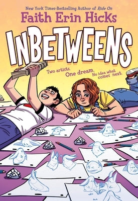 Paperback Inbetweens comic book by First Second showing colorful illustrated pages and character artwork.