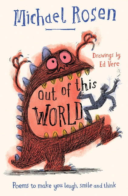 Paperback of "Out of This World" poetry collection by HarperCollins Children's Books, featuring colorful illustrated cover with playful design.