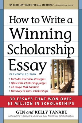 Paperback book titled "How to Write a Winning Scholarship Essay" by SuperCollege, showing the cover with text and design.