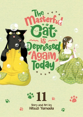 Paperback of The Masterful Cat Is Depressed Again Today Vol. 11 by Seven Seas, showing the book cover with colorful illustrations.