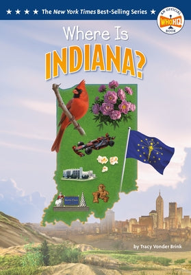 Paperback "Where Is Indiana?" book by Penguin Workshop, featuring colorful cover art with a map and playful illustrations.