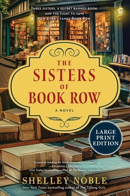 Large print paperback of "The Sisters of Book Row" by William Morrow, featuring a cover image with book illustrations.