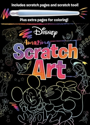 Disney Amazing Scratch Art paperback by Igloo Books with scratch tool and coloring pages, featuring colorful Disney characters and designs.