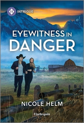 Cover of Eyewitness in Danger mass market paperbound novel by Harlequin Intrigue, featuring a suspenseful scene with a mysterious figure.