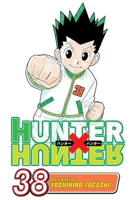 Paperback of Hunter X Hunter Vol. 38 manga by Viz Media, featuring colorful cover art with characters from the series.