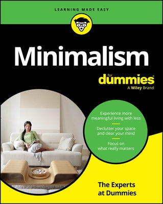 Paperback of "Minimalism for Dummies" by For Dummies, featuring a clean, minimalist cover design with black and white text.