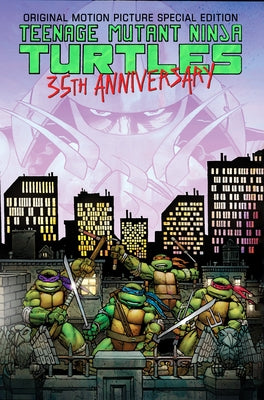 Teenage Mutant Ninja Turtles 35th Anniversary special edition paperback comic book by IDW Publishing with colorful cover art.