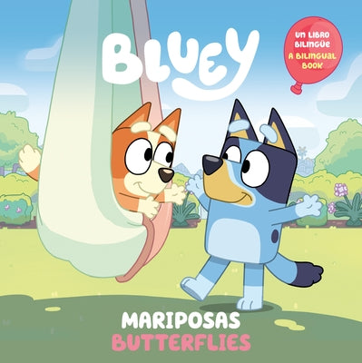 Bilingual Bluey: Butterflies paperback book showing colorful butterfly illustrations and the Penguin Young Readers Licenses branding.