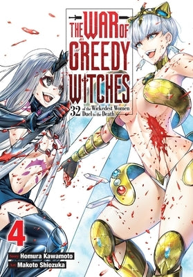 Paperback of The War of Greedy Witches, Vol. 4 by Yen Press featuring colorful cover art with witches and mystical imagery.
