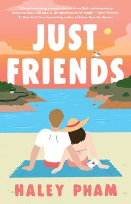 Paperback of "Just Friends" novel by Atria Books featuring a cover design with colorful illustrations and title text.