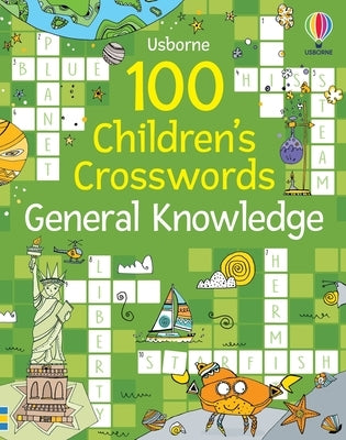 Children's crossword puzzle book by Usborne Books featuring general knowledge crosswords in a paperback format.