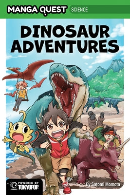Paperback manga book titled "Dinosaur Adventures" from Tokyopop! Learning, featuring colorful illustrations of dinosaurs on the cover.