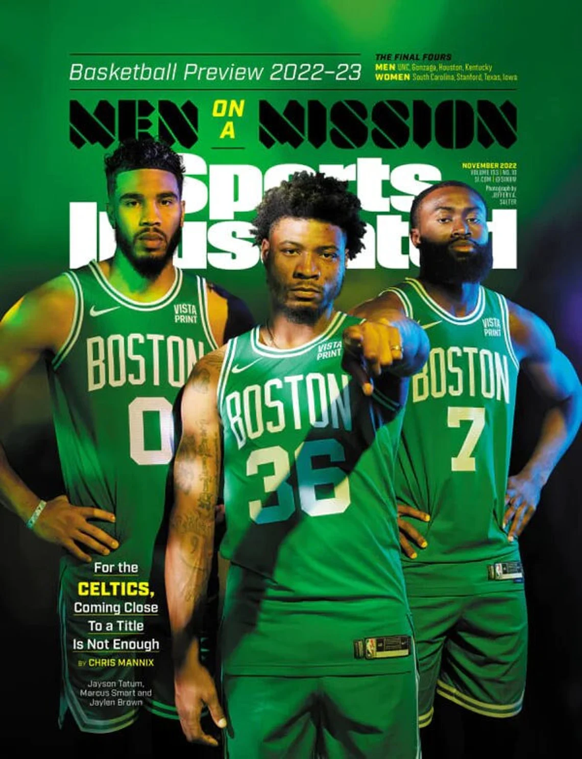 Sports Illustrated magazine cover featuring dynamic sports imagery and bold headlines showcasing various athletes.
