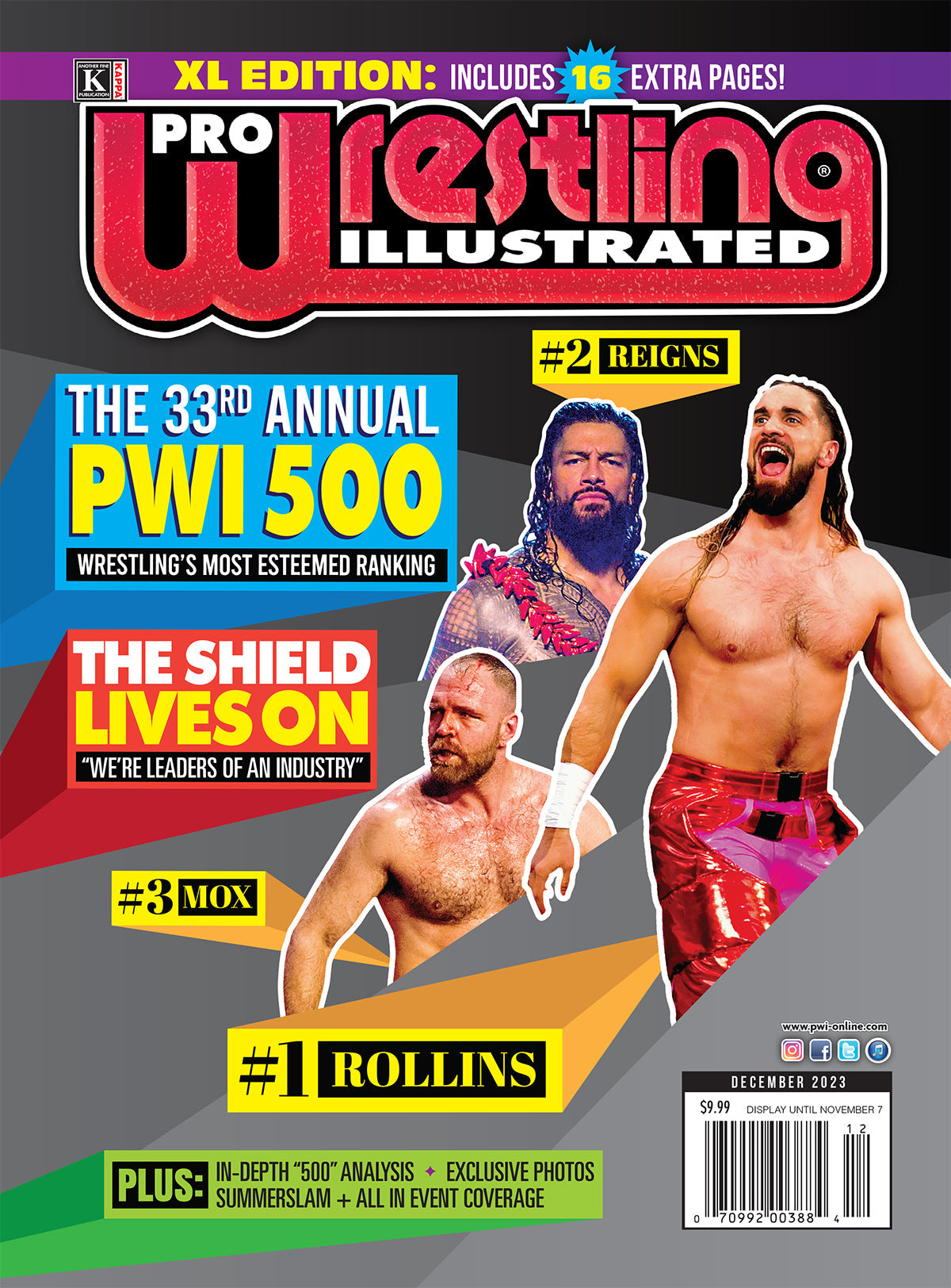 Pro Wrestling Illustrated Magazine featuring colorful cover art and iconic wrestling images.