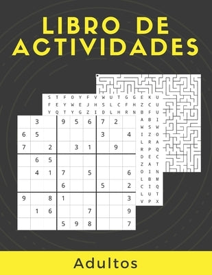 Paperback activity book for adults with large-print puzzles including Sudoku, mazes, word searches, and decoding exercises.