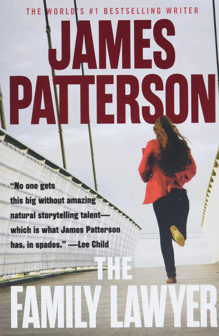 Cover image of "The Family Lawyer" thriller book by James Patterson and Rachel Howzell Hall, featuring suspenseful design and title text.
