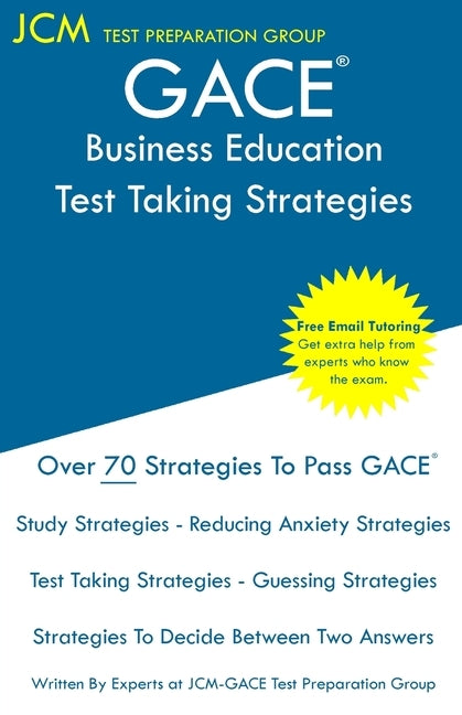 Jcm Test Preparation Group paperback book on GACE Business Education test-taking strategies for GACE 042 and 043 exams.