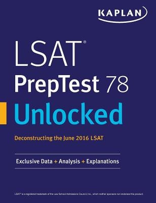Kaplan Publishing LSAT PrepTest 78 paperback with book cover showing title and subtitle on a white background.