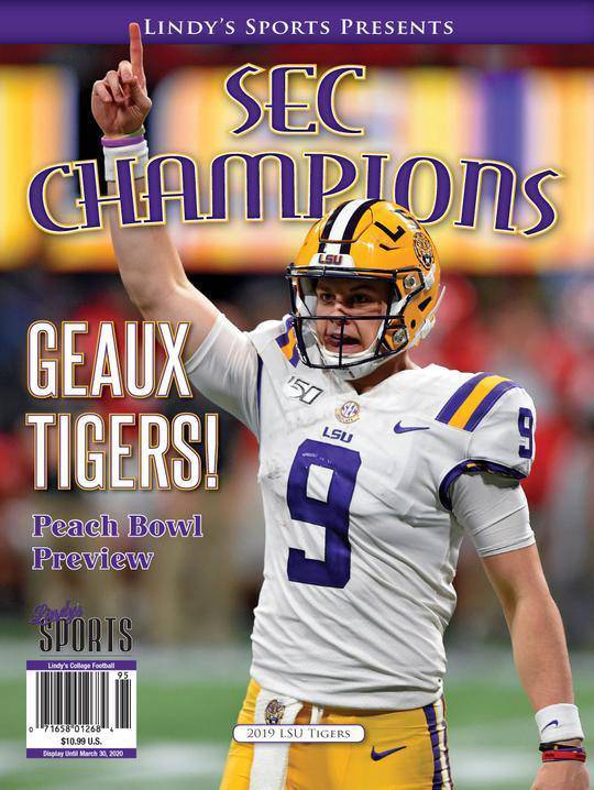 LINDY'S SPORTS Magazine featuring the 2019 LSU Tigers SEC Champions sports publication with team cover image.