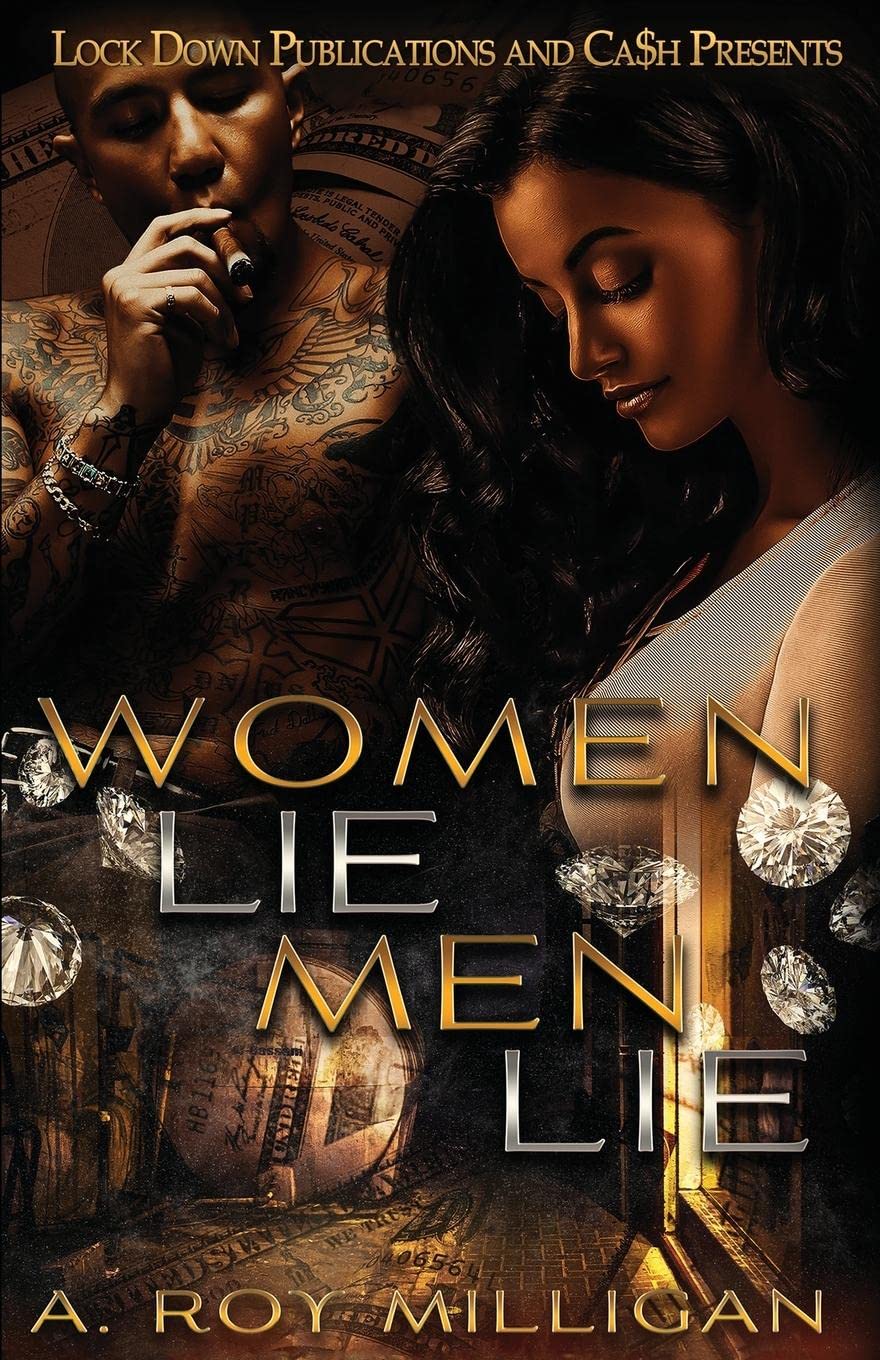 Paperback copy of "Women Lie Men Lie" by Lock Down Publications featuring the book cover with title and author details.