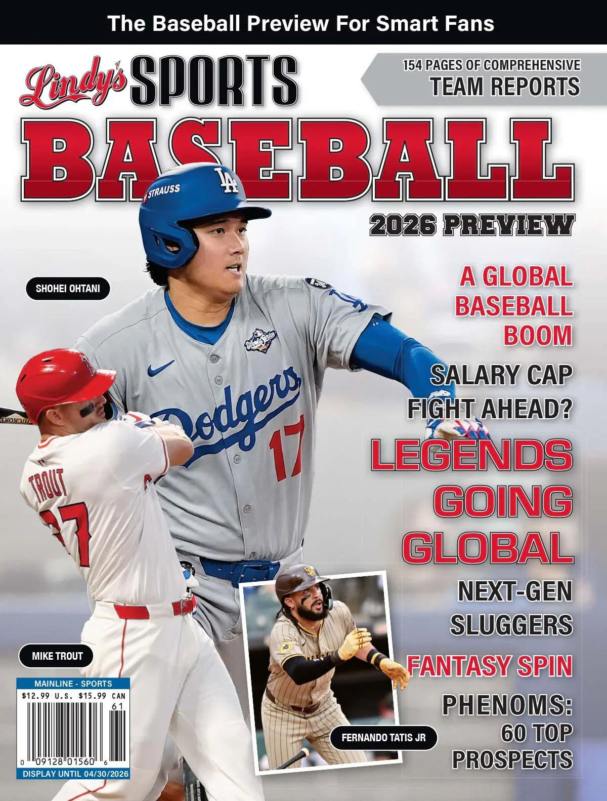 Cover of the 2026 Lindy's Baseball Preview Magazine, a sports publication by Lindy's Sports featuring baseball-themed artwork.