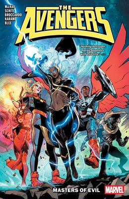 Paperback Marvel Universe comic book, Avengers by Jed MacKay Vol. 5: Masters of Evil, featuring superhero characters on the cover.
