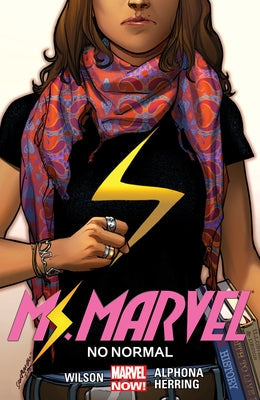 Paperback of Ms. Marvel Vol. 1: No Normal from Marvel Universe featuring the comic book cover with Ms. Marvel in her costume.