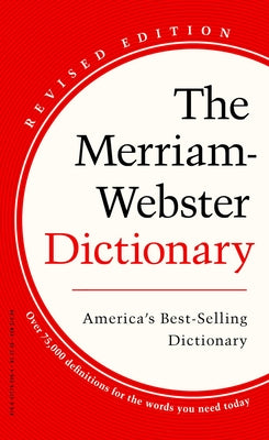 Mass market paperbound Merriam-Webster Dictionary with the classic blue cover and clear title on the front.