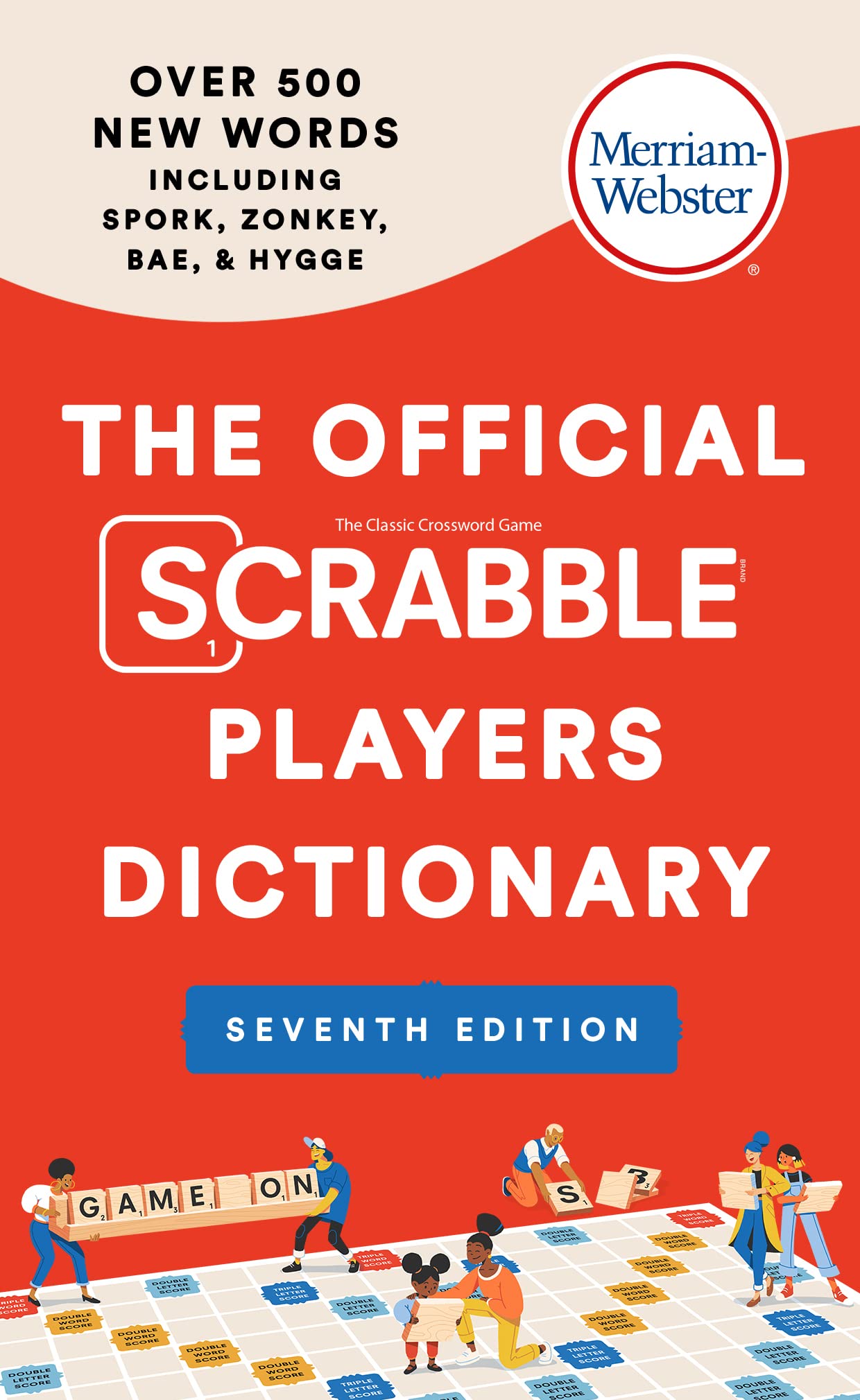Paperback Merriam-Webster Official SCRABBLE Players Dictionary with black cover and clear title text.