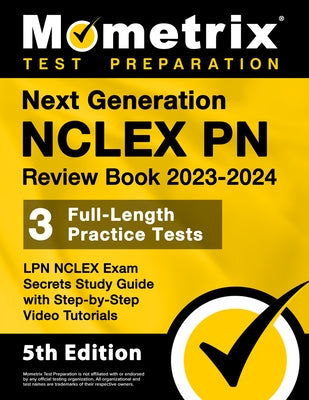 Next Generation NCLEX PN Review Book 2023-2024 paperback by Mometrix Media LLC, featuring practice tests and study guide with video tutorials.