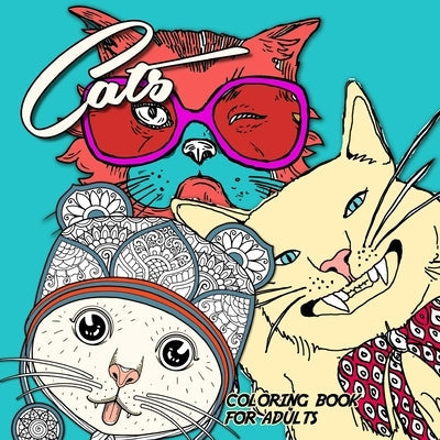 Paperback adult coloring book featuring funny and adorable cats with zentangle designs, perfect for relaxing and creative coloring.