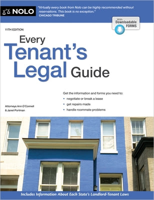 Paperback of NOLO's Every Tenant's Legal Guide featuring a cover with legal text and tenant rights information.