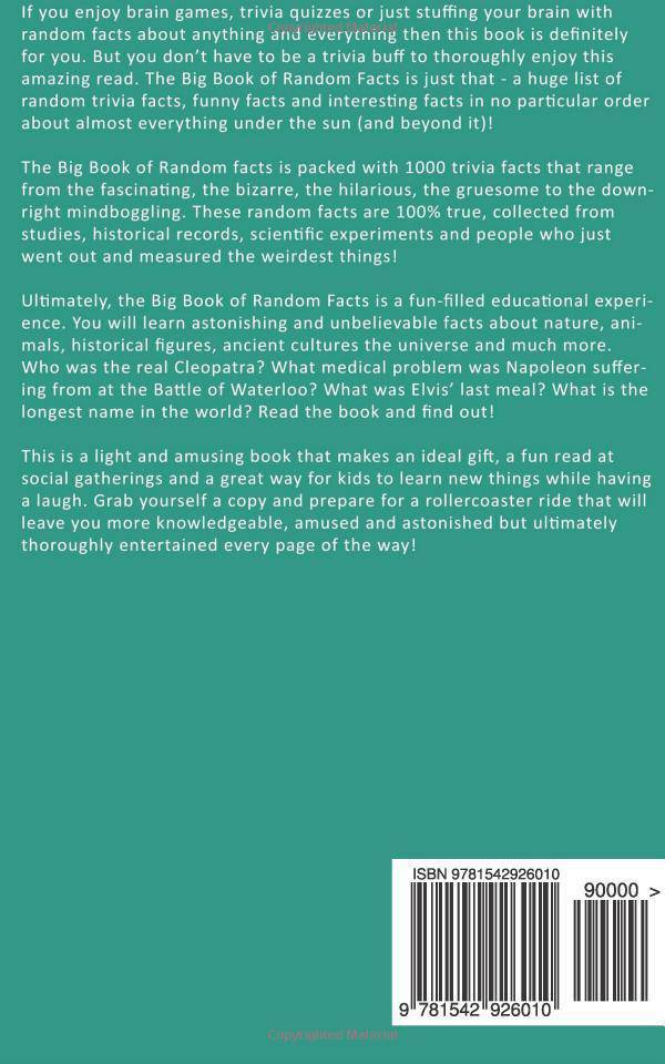 Big Book of Random Facts Volume 6: 1000 Interesting Facts And Tr - TX Corrections Bookstore