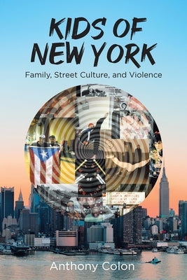 Paperback book titled "Kids of New York: Family, Street Culture, and Violence" by Page Publishing, featuring a cover image with urban street scenes.