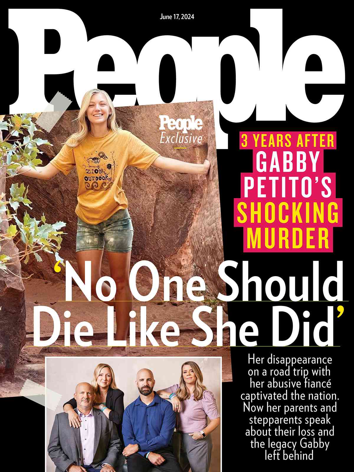Gabby Petito featured on the cover of People Magazine displayed at a New Jersey bookstore.