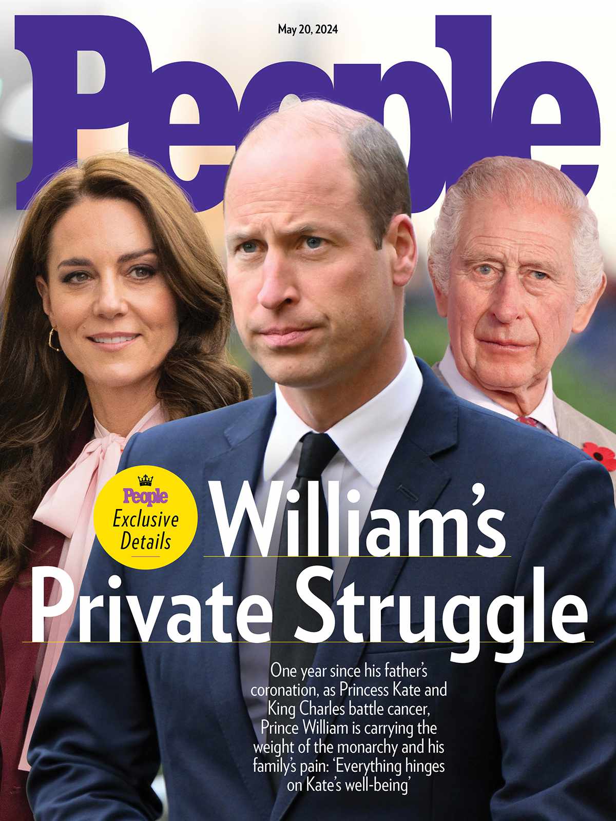 Cover of People Magazine featuring Prince William, showcasing a portrait and headline on royal news.