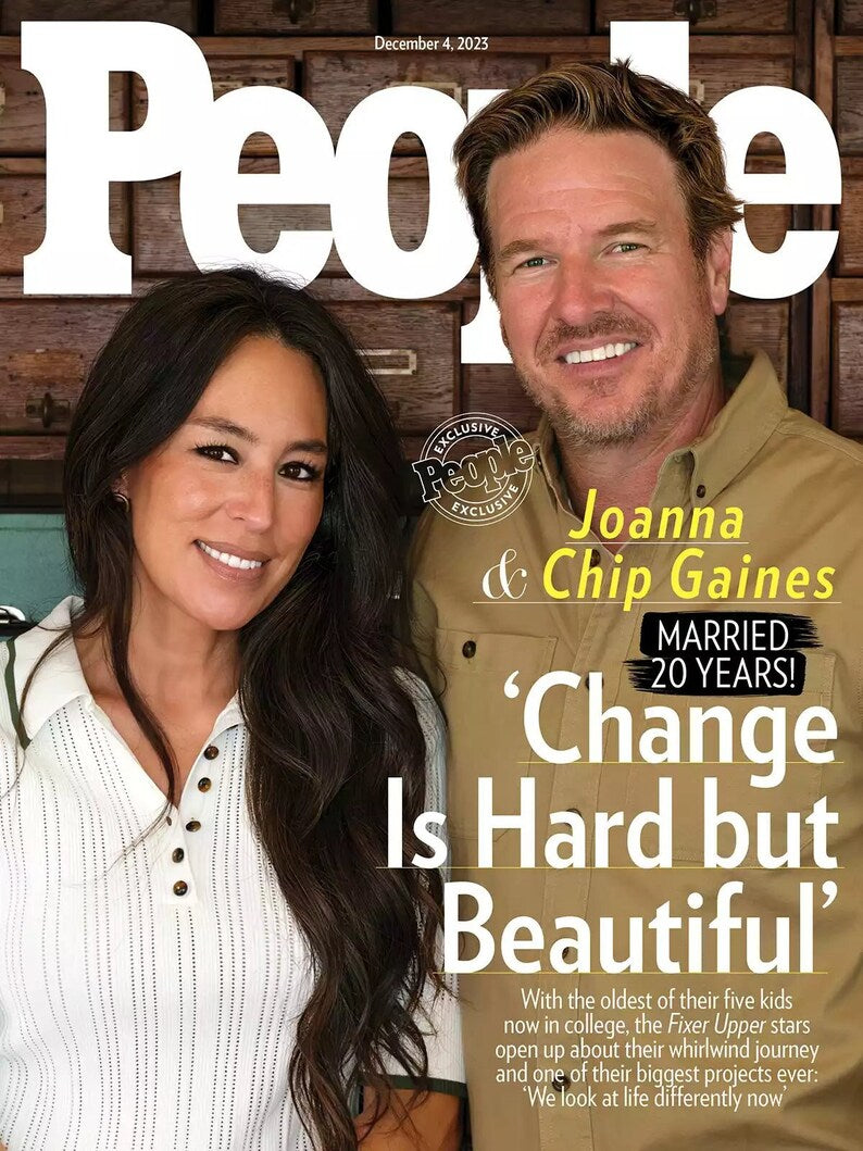 Cover of People Magazine featuring Chip and Joanna Gaines in an engaging lifestyle photo.
